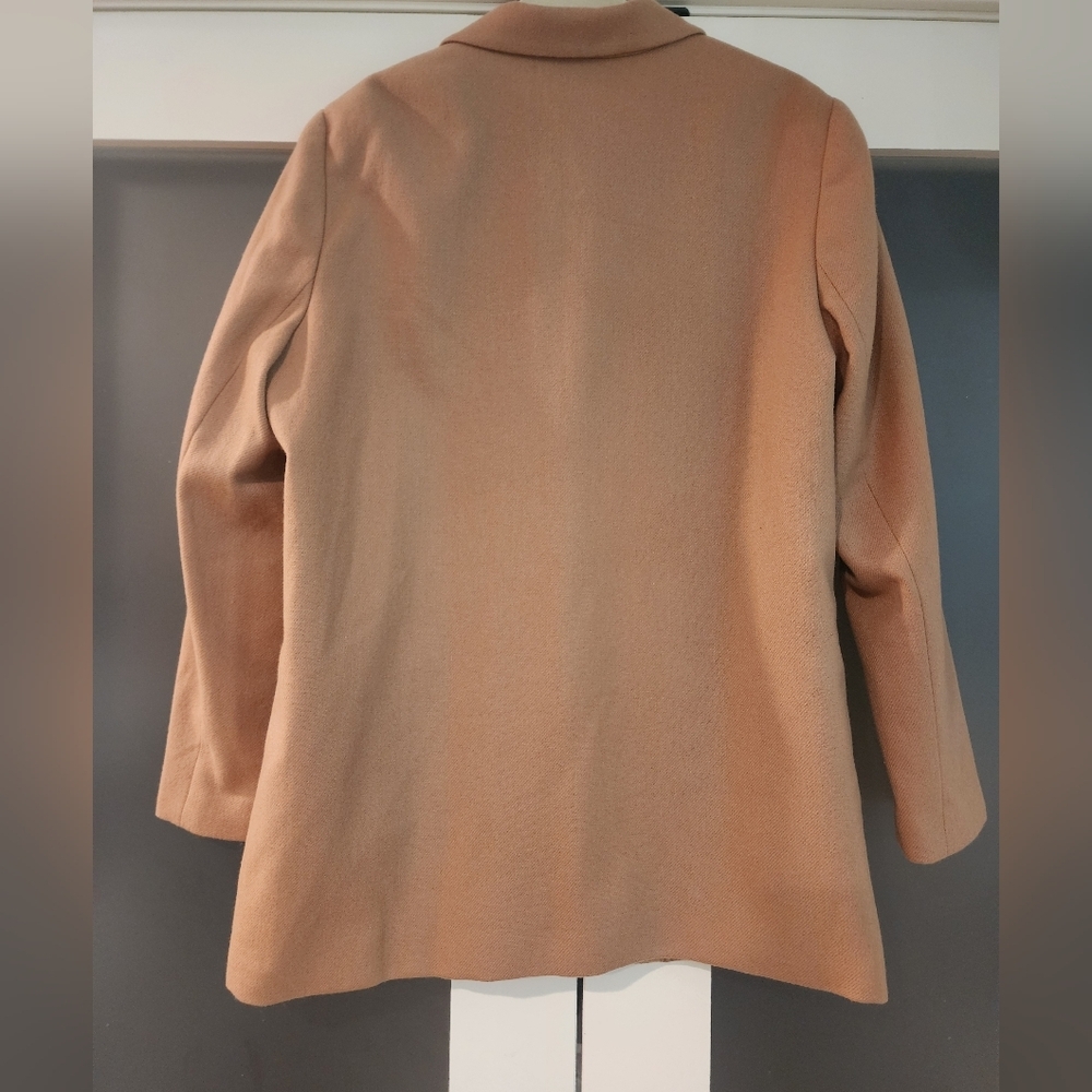 Vintage Blazer 100% Pure Wool Women 16 Sag Harbor Camel 1 Button Shoulder Pads - Picture 11 of 11
